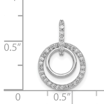 14k White Gold 1/4 carat Diamond Double Circle Dangle Pendant