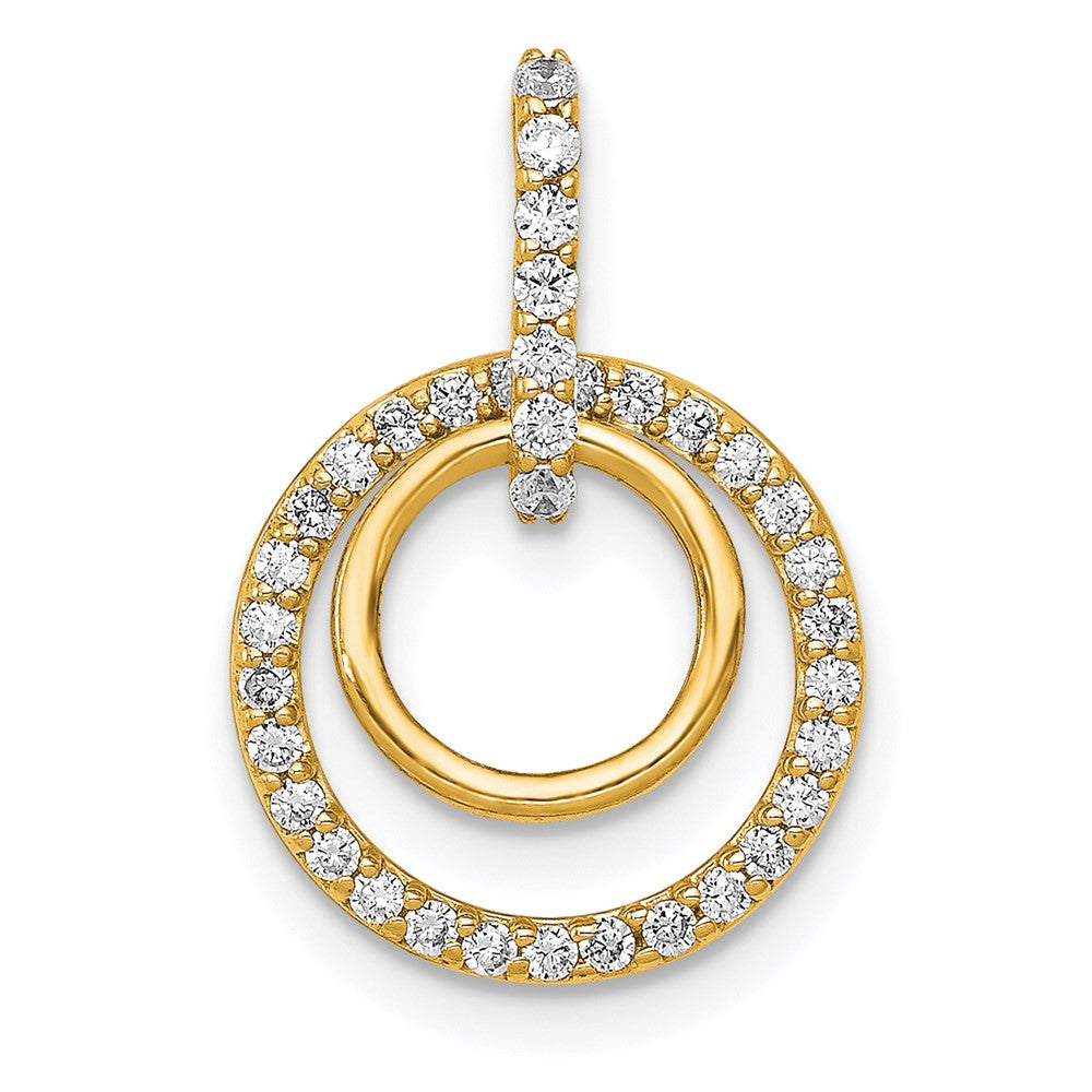 14k 1/4ct. Diamond Double Circle Dangle Pendant