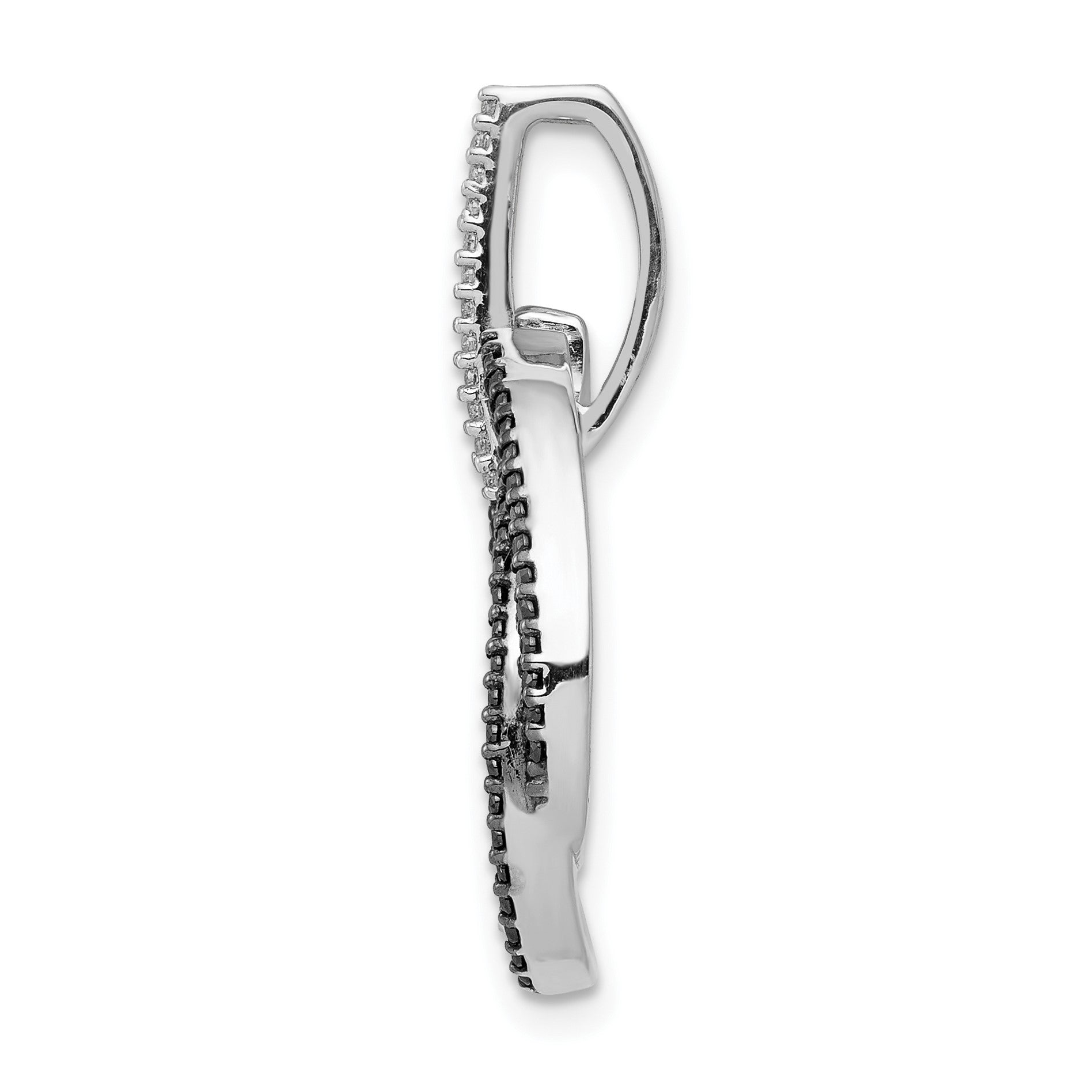 14k White Gold 1/3 carat White and Black Diamond Ovals Slide Fits up to 2mm Regular/4mm Fancy or Reversible Omega