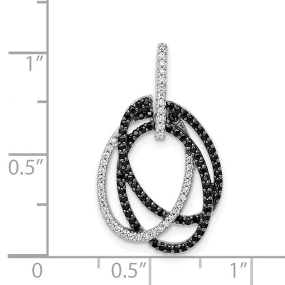 14k White Gold 1/3 carat White and Black Diamond Ovals Slide Fits up to 2mm Regular/4mm Fancy or Reversible Omega