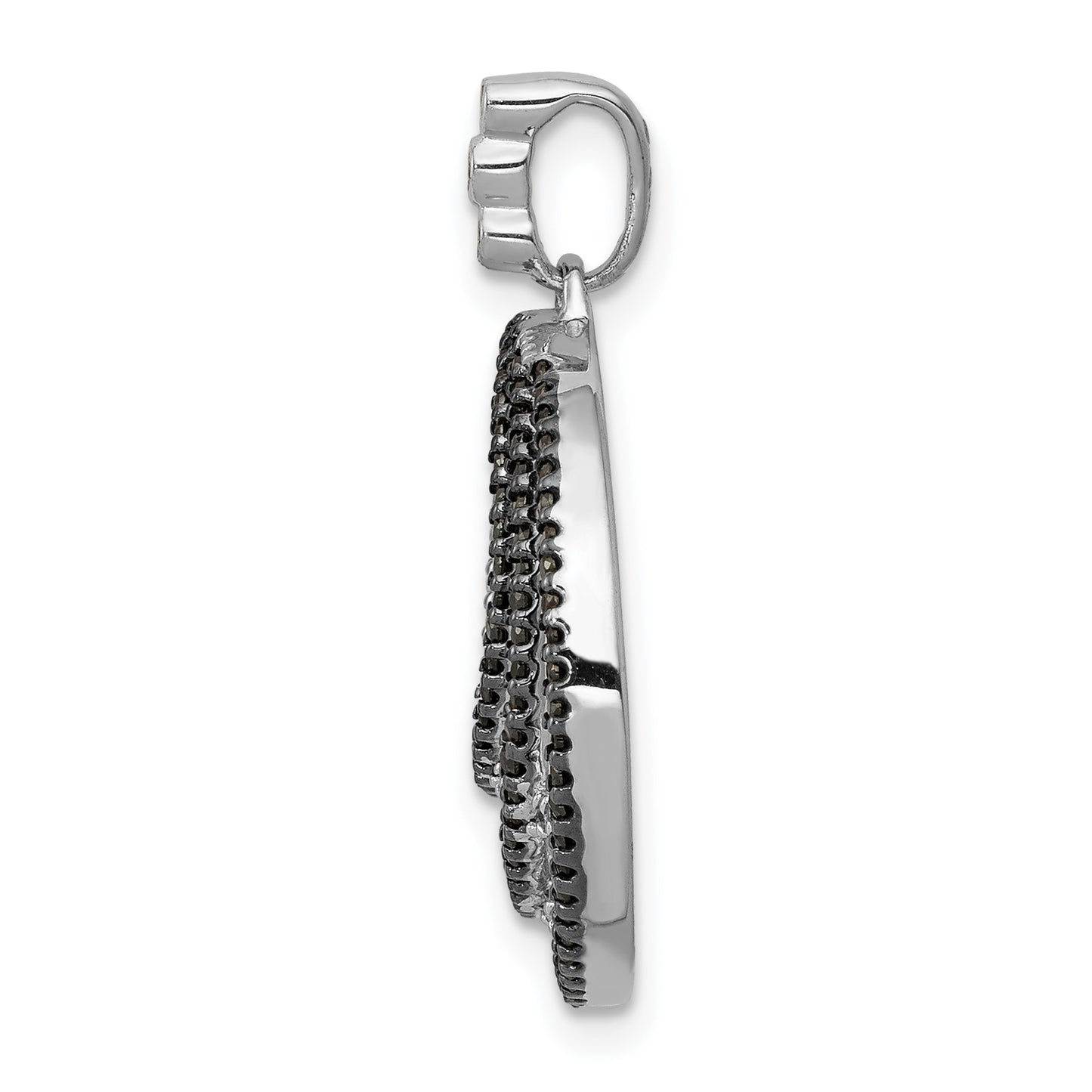 14k White Gold 3/8 carat White and Black Diamond Fancy Circle Chain Slide