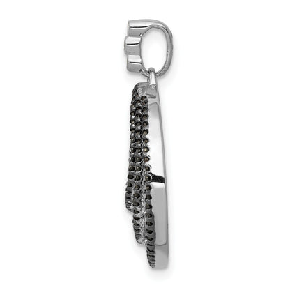 14k White Gold 3/8 carat White and Black Diamond Fancy Circle Chain Slide