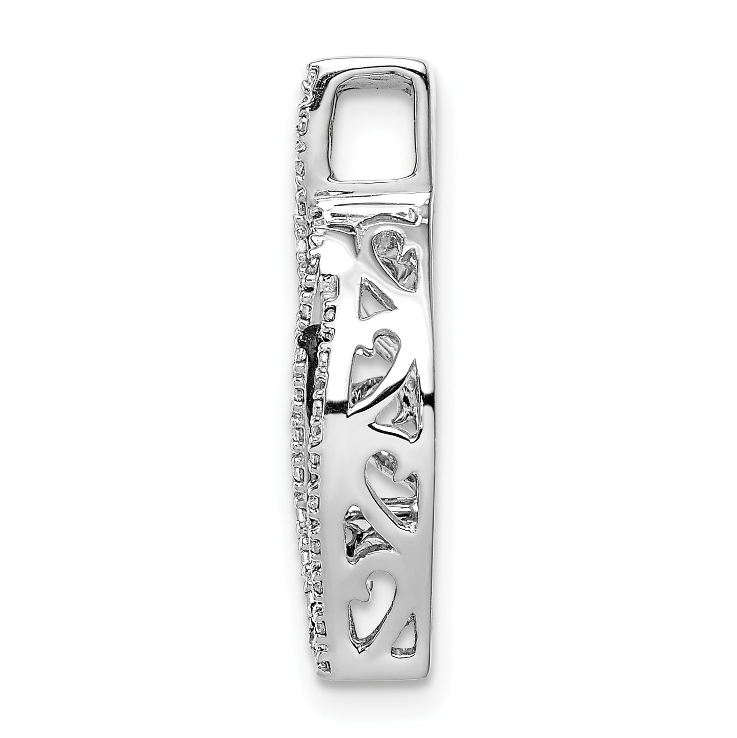 14k White Gold 1/3 carat White and Black Diamond Fancy Curve Chain Slide