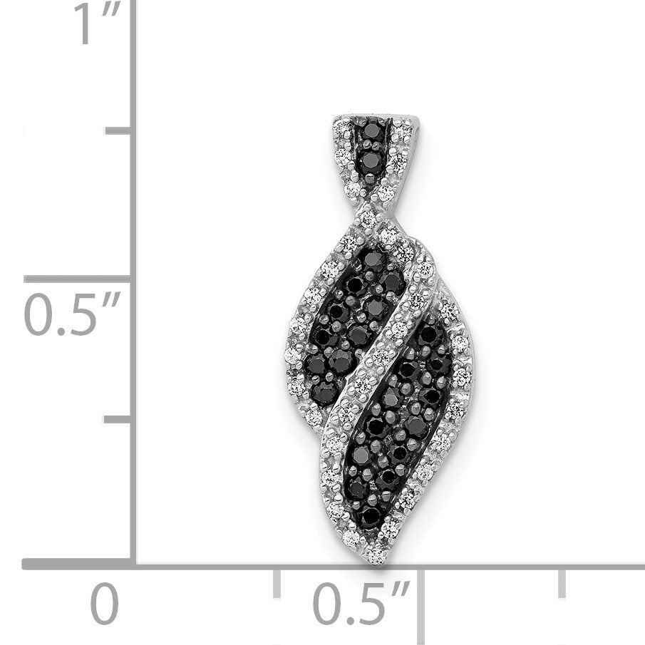 14k White Gold 1/3 carat White and Black Diamond Fancy Curve Chain Slide