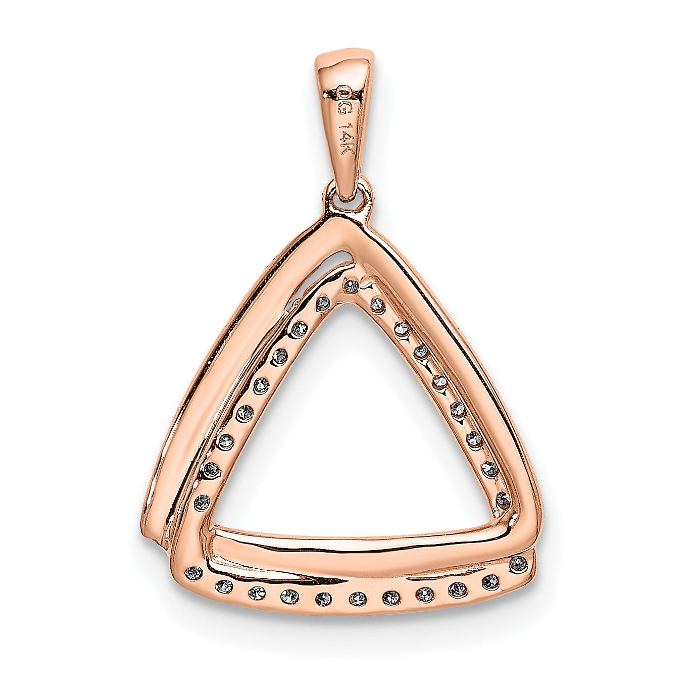 14k Rose Gold 1/6 carat Diamond Double Triangle Pendant
