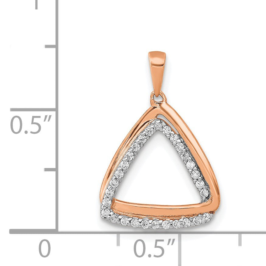 14k Rose Gold 1/6 carat Diamond Double Triangle Pendant
