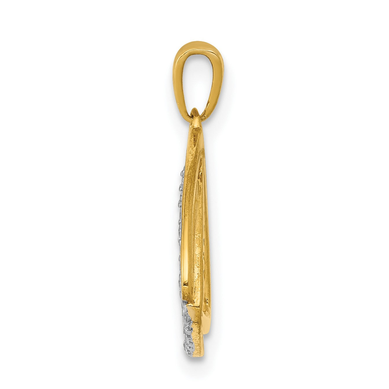 14k Polished 1/6 carat Diamond Double Triangle Pendant