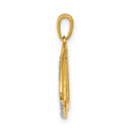 14k Polished 1/6 carat Diamond Double Triangle Pendant