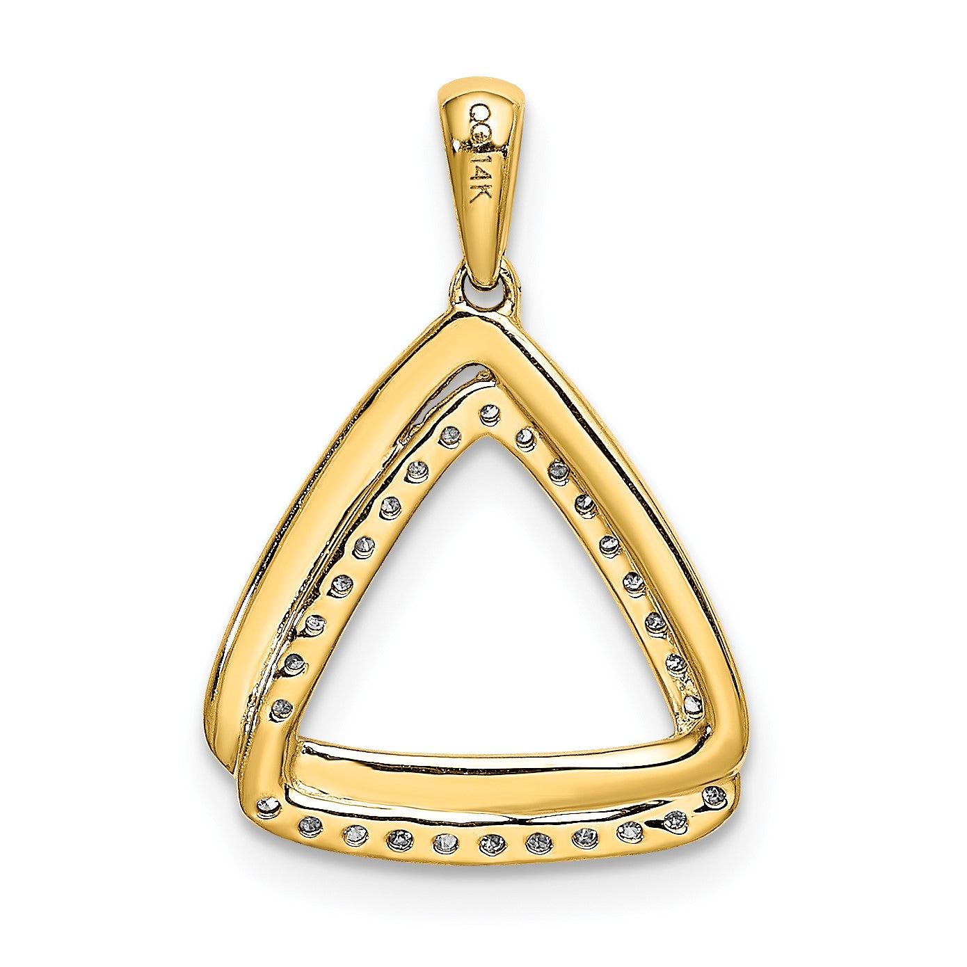 14k Polished 1/6 carat Diamond Double Triangle Pendant