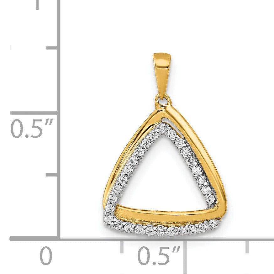 14k Polished 1/6 carat Diamond Double Triangle Pendant