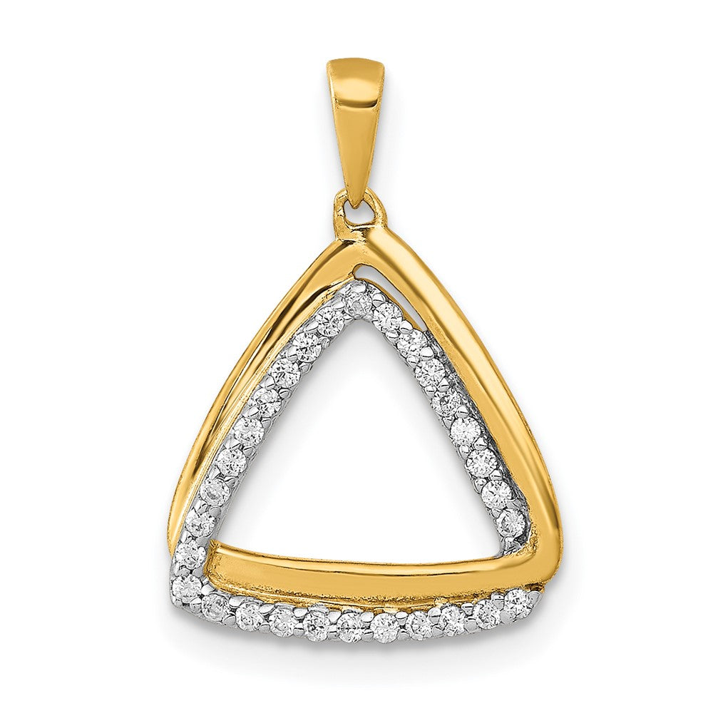 14k 1/6ct. Diamond Double Triangle Pendant