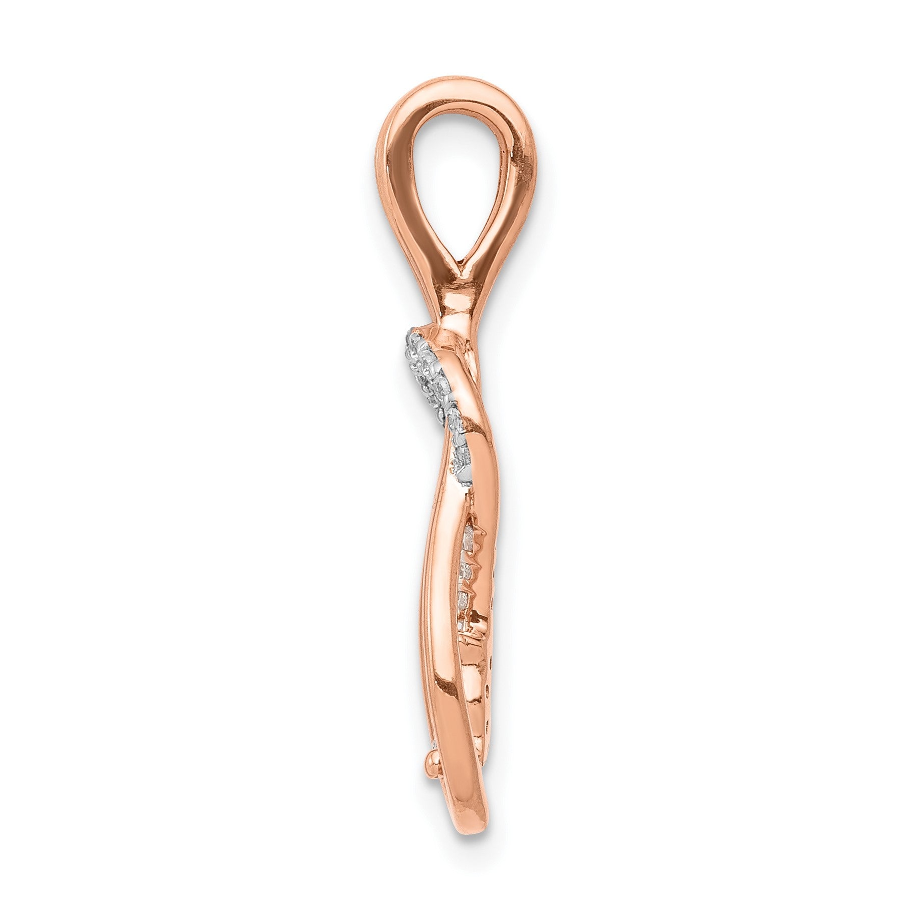 14k Rose Gold 1/6 carat Diamond Knot Slide Fits up to 2mm Regular/3mm Fancy or Reversible Omega