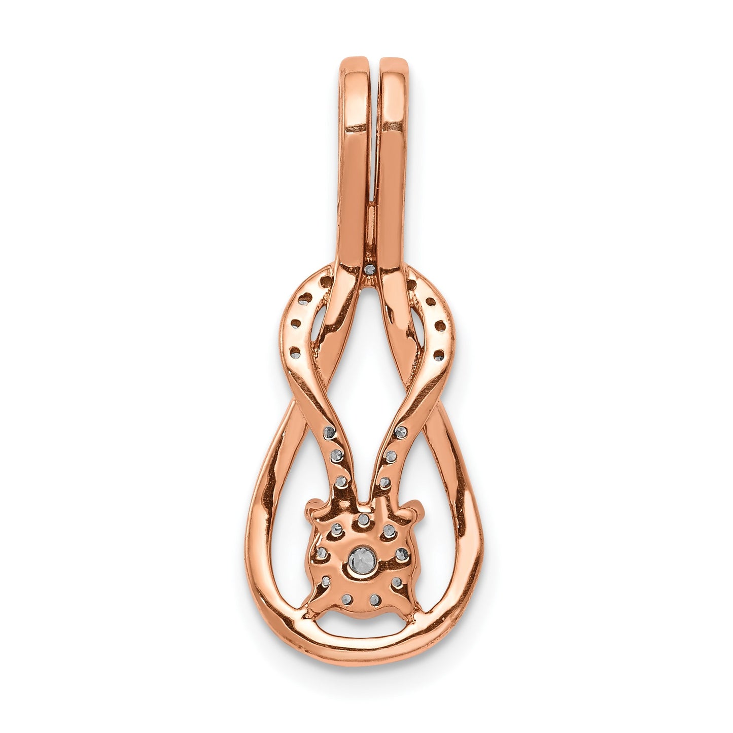 14k Rose Gold 1/6 carat Diamond Knot Slide Fits up to 2mm Regular/3mm Fancy or Reversible Omega