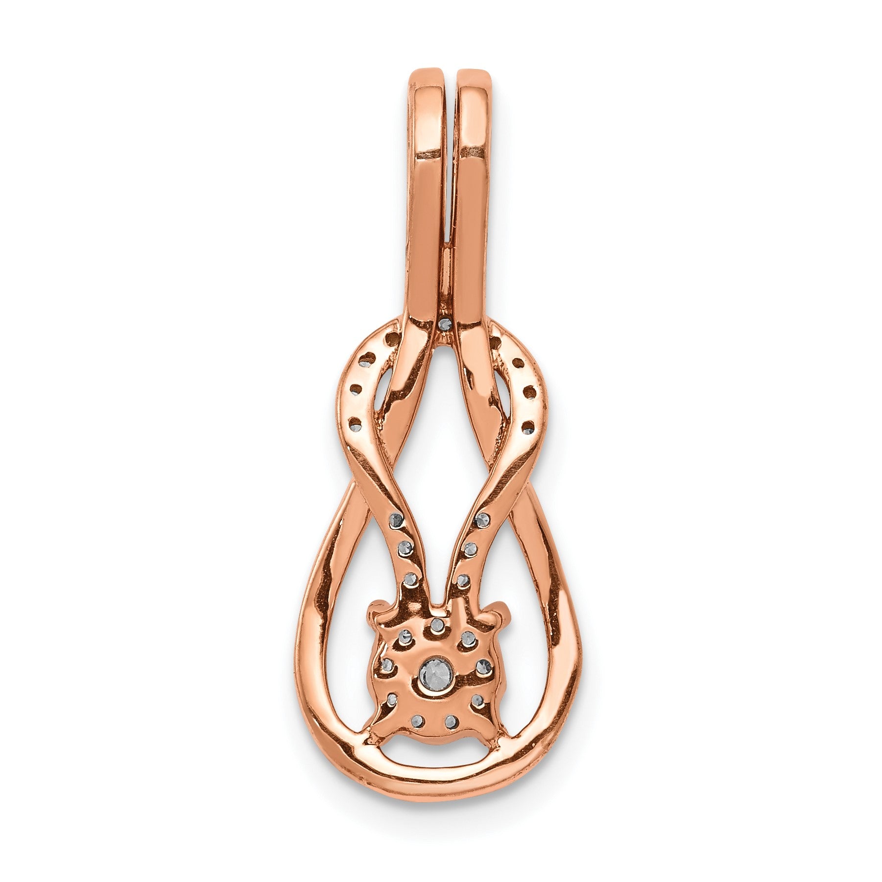 14k Rose Gold 1/6 carat Diamond Knot Slide Fits up to 2mm Regular/3mm Fancy or Reversible Omega