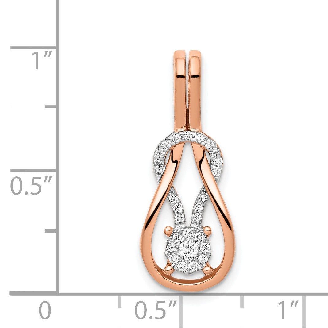 14k Rose Gold 1/6 carat Diamond Knot Slide Fits up to 2mm Regular/3mm Fancy or Reversible Omega