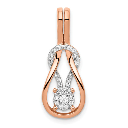 14k Rose Gold 1/6 carat Diamond Knot Slide Fits up to 2mm Regular/3mm Fancy or Reversible Omega
