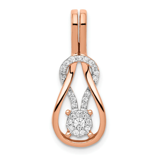 14k Rose Gold 1/6 carat Diamond Knot Slide Fits up to 2mm Regular/3mm Fancy or Reversible Omega