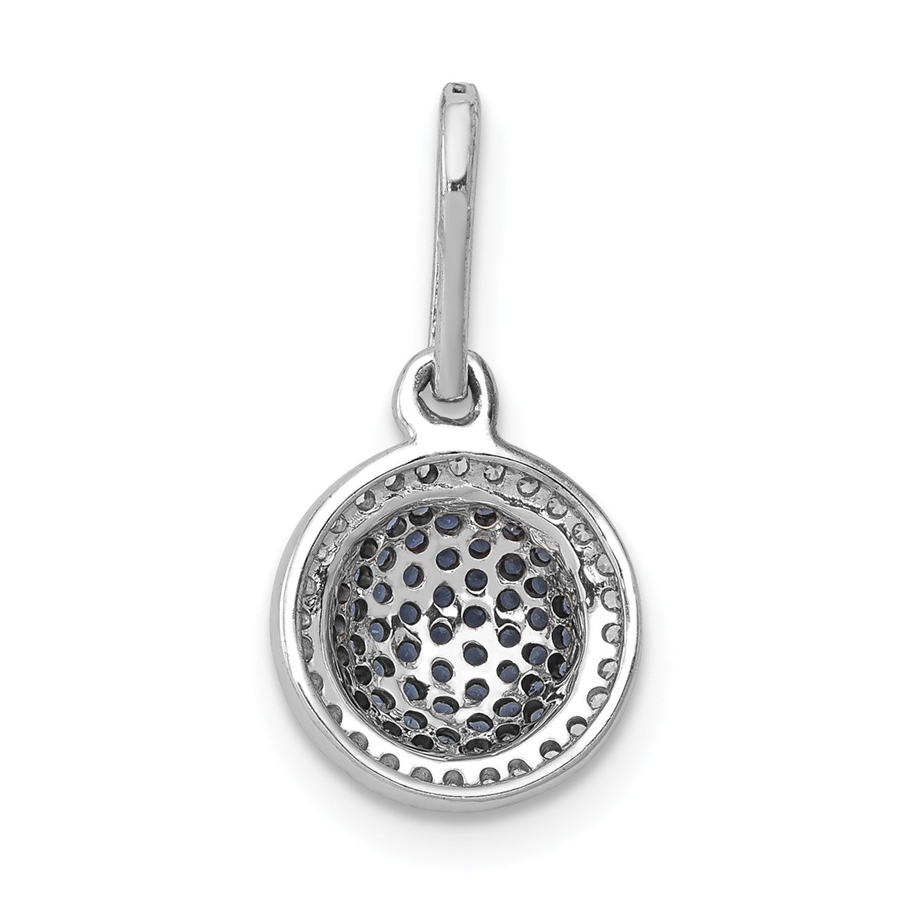 14k White Gold 1/3 carat White and Blue Diamond Round Halo Cluster Pendant