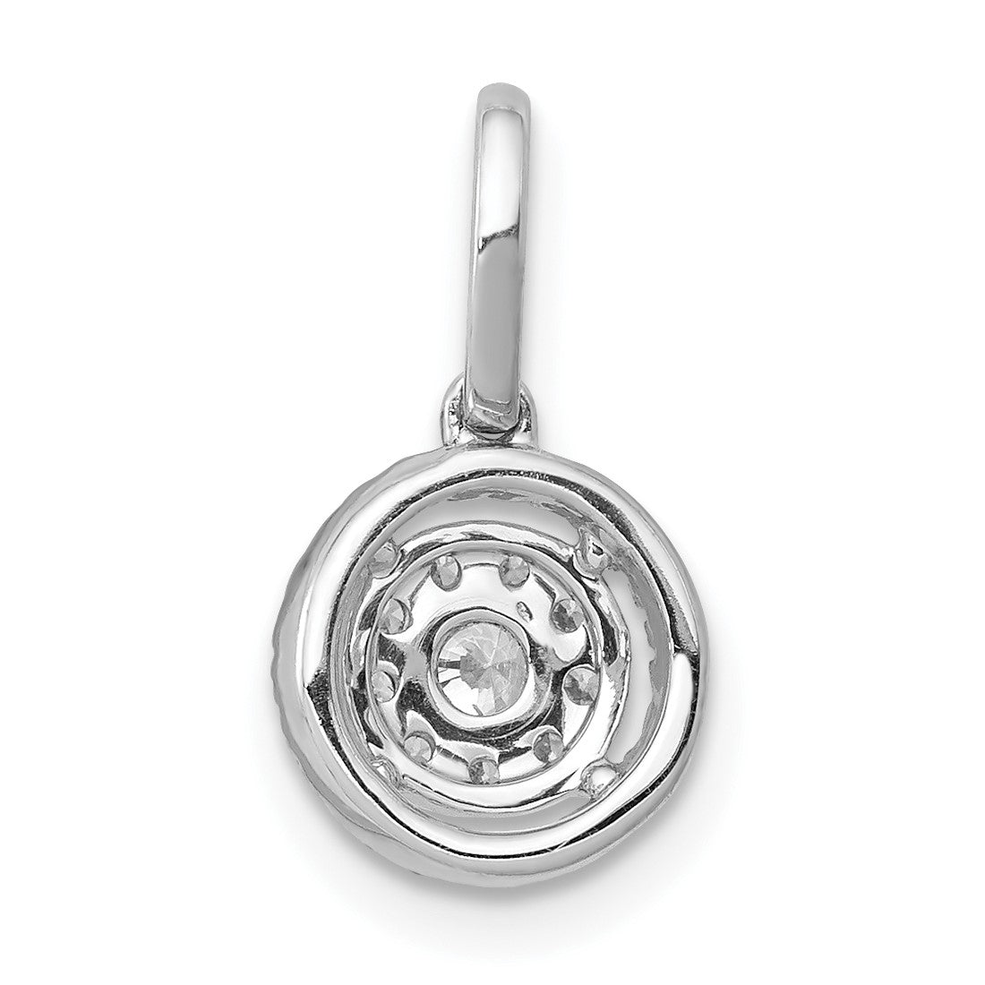 14k White Gold 1/4 carat Diamond Round Halo Cluster Pendant