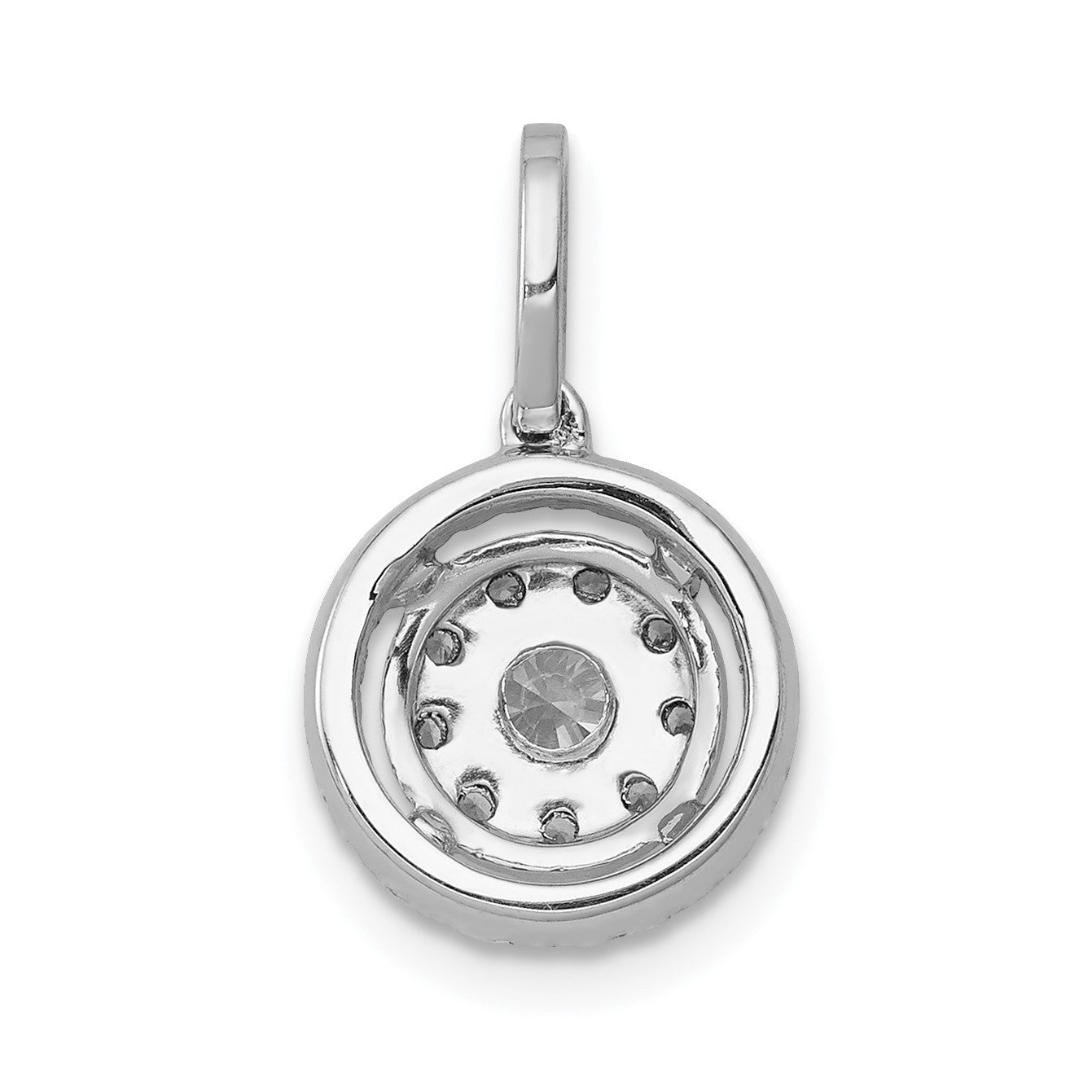 14k White Gold 1/2 carat Diamond Round Halo Cluster Pendant