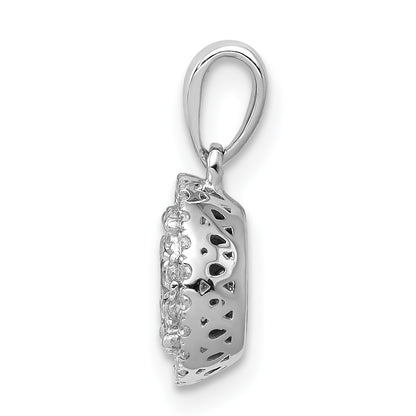 14k White Gold 1/3 carat Diamond Round Halo Cluster Pendant