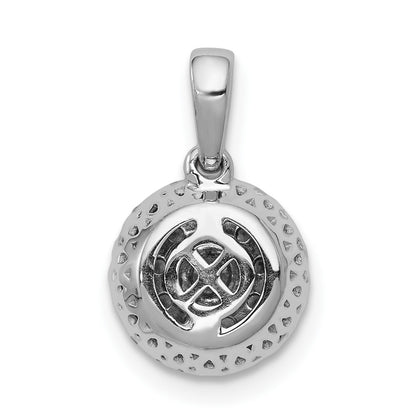 14k White Gold 1/3 carat Diamond Round Halo Cluster Pendant