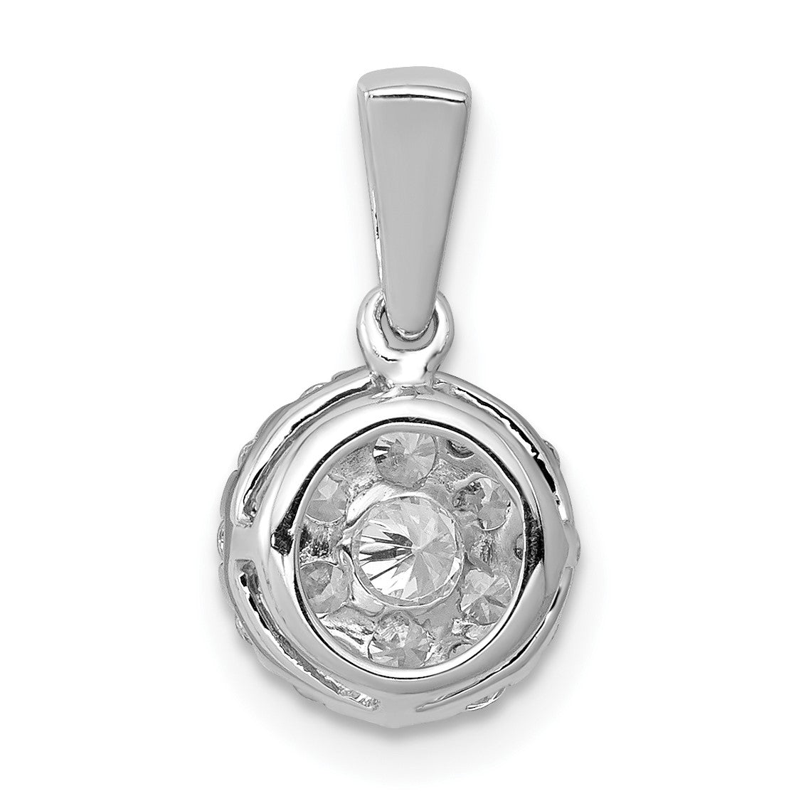 14k White Gold 1/2 carat Diamond Round Cluster Pendant