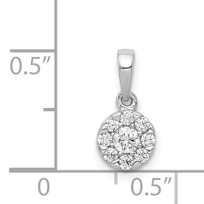 14k White Gold 1/4 carat Diamond Round Halo Pendant