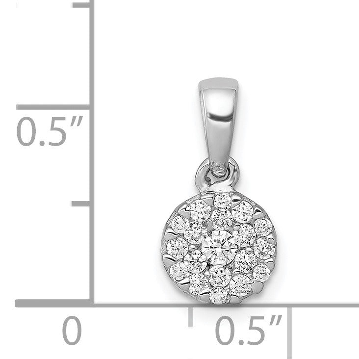 14k White Gold 1/4 carat Diamond Round Cluster Pendant