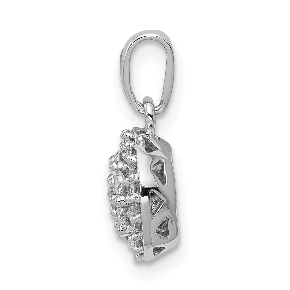 14k White Gold 1/4 carat Diamond Round Halo Cluster Pendant