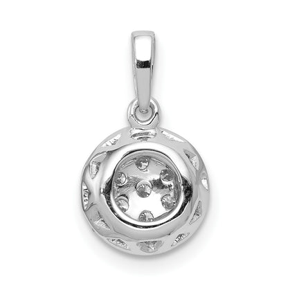 14k White Gold 1/4 carat Diamond Round Halo Cluster Pendant
