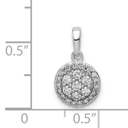 14k White Gold 1/4 carat Diamond Round Halo Cluster Pendant