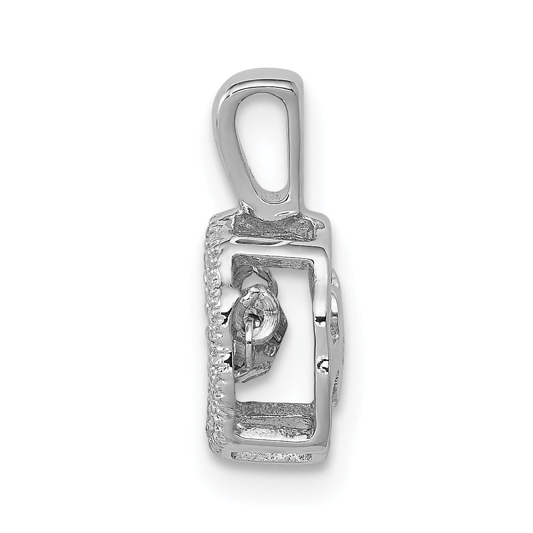 14k White Gold 1/10 carat Vibrant Moving Diamond Halo Pendant