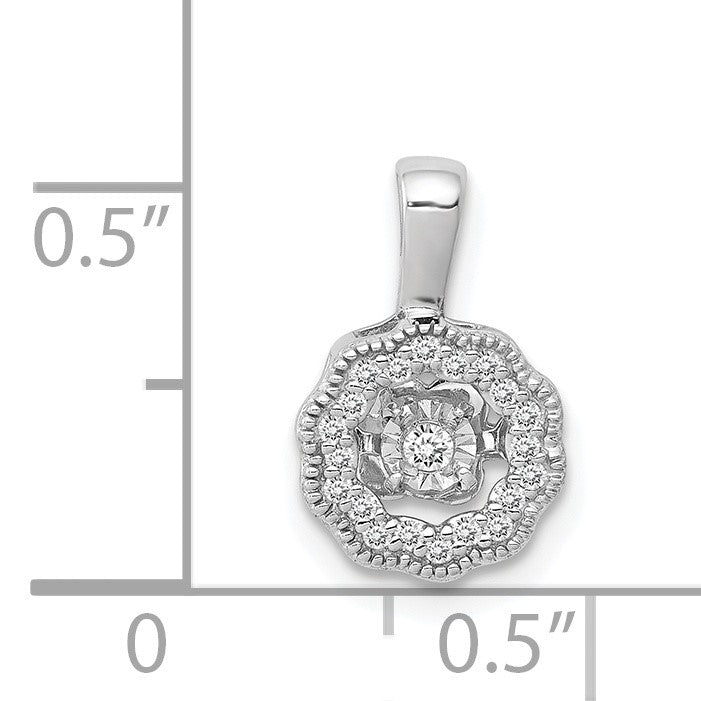 14k White Gold 1/10 carat Vibrant Moving Diamond Halo Pendant