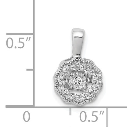 14k White Gold 1/10 carat Vibrant Moving Diamond Halo Pendant