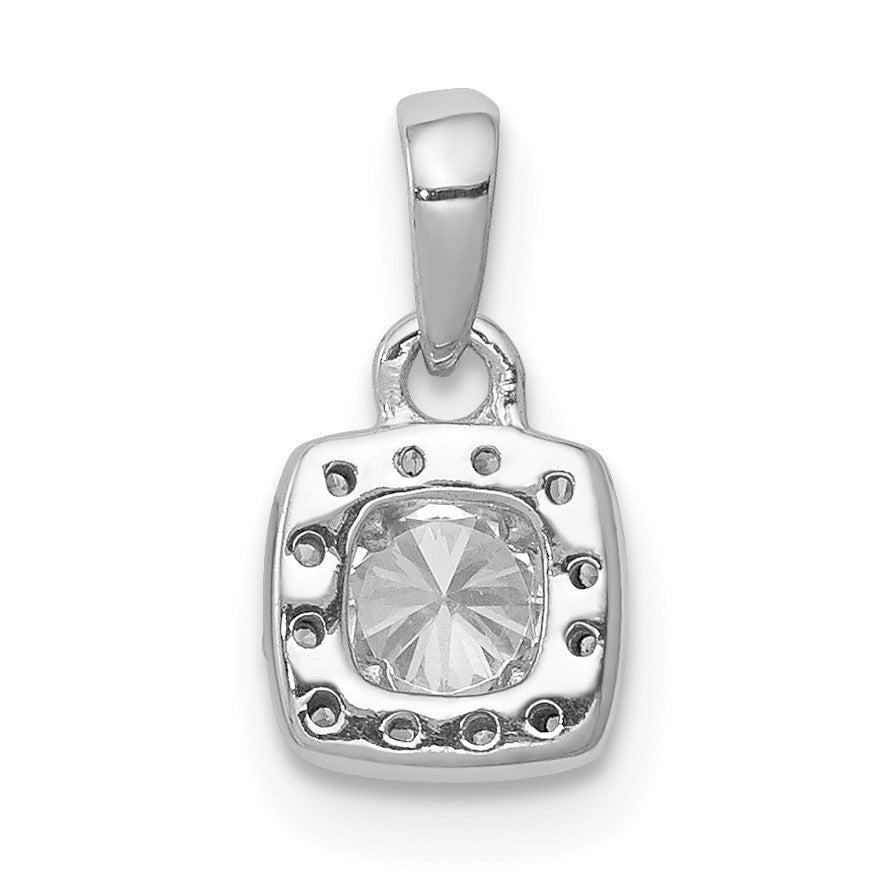 14k White Gold 1/3 carat Diamond Square Halo Cluster Pendant