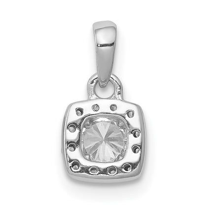 14k White Gold 1/3 carat Diamond Square Halo Cluster Pendant