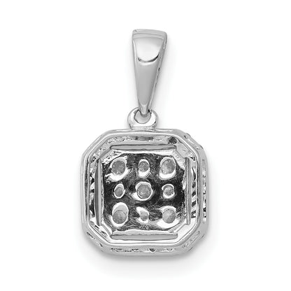 14k White Gold 1/4 carat Diamond Square Halo Cluster Pendant