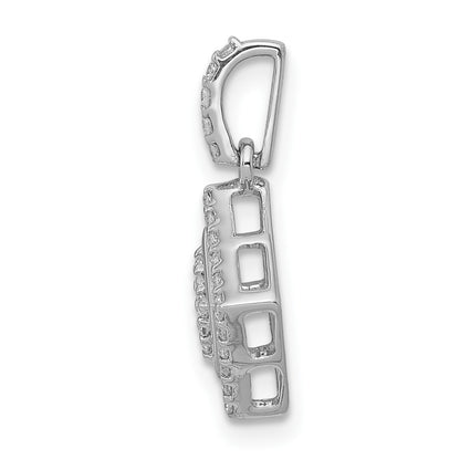 14k White Gold 1/4 carat Diamond Cluster Square Pendant