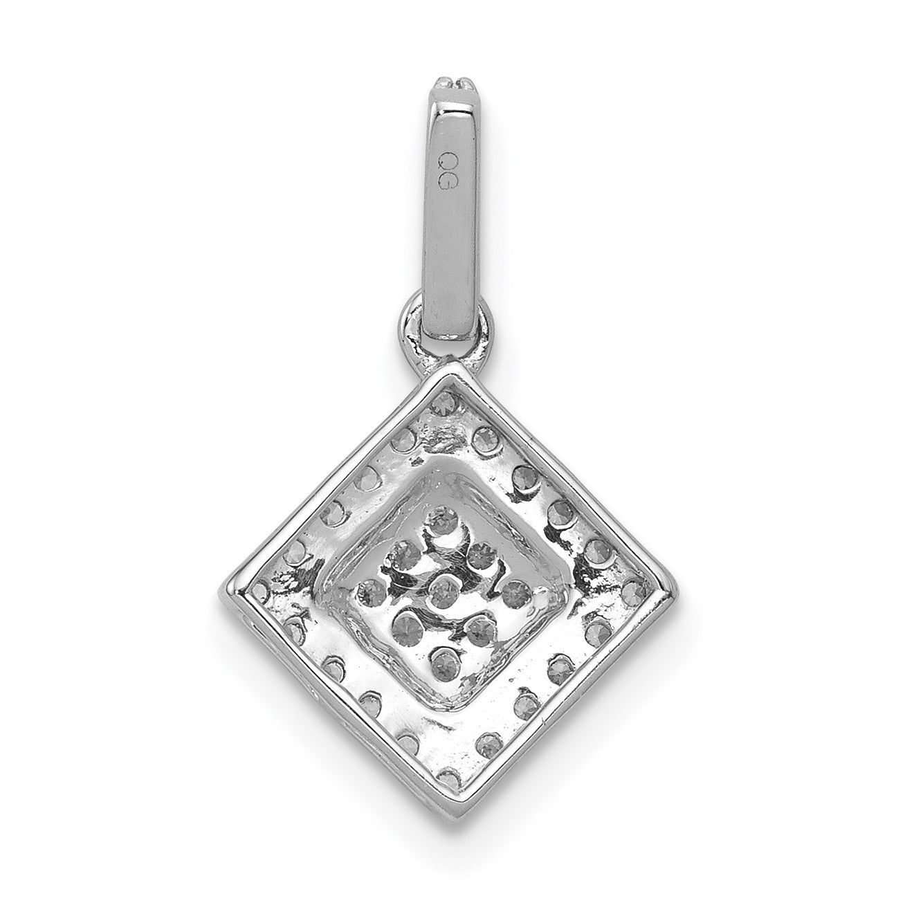 14k White Gold 1/4 carat Diamond Cluster Square Pendant