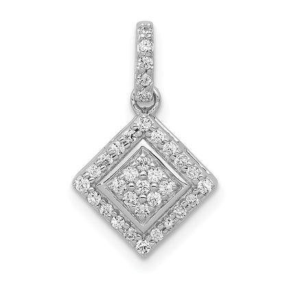 14k White Gold 1/4 carat Diamond Cluster Square Pendant