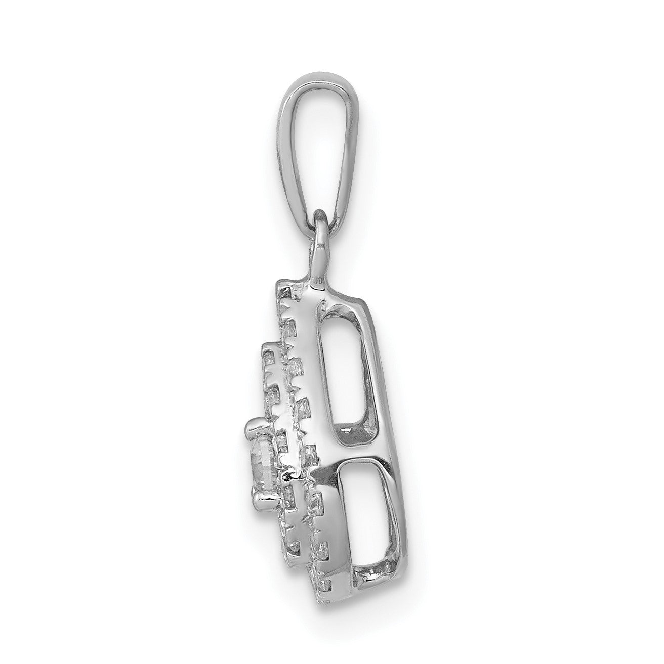 14k White Gold 1/4 carat Diamond Halo Teardrop Pendant