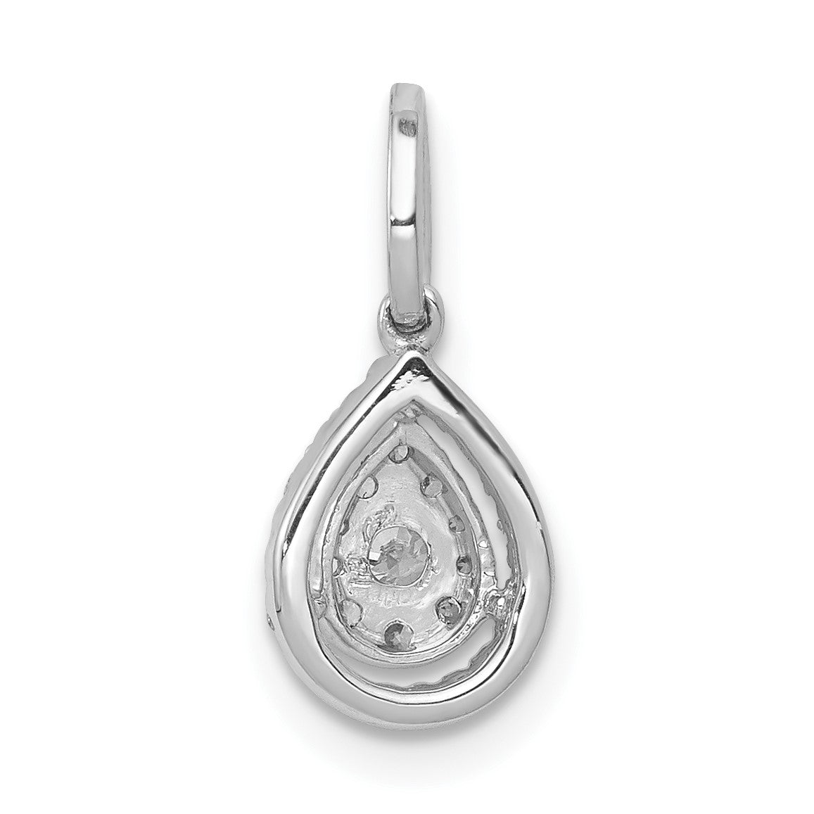 14k White Gold 1/4 carat Diamond Halo Teardrop Pendant