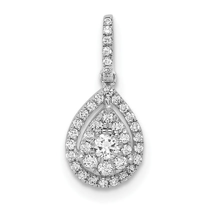 14k White Gold 1/4 carat Diamond Halo Teardrop Pendant