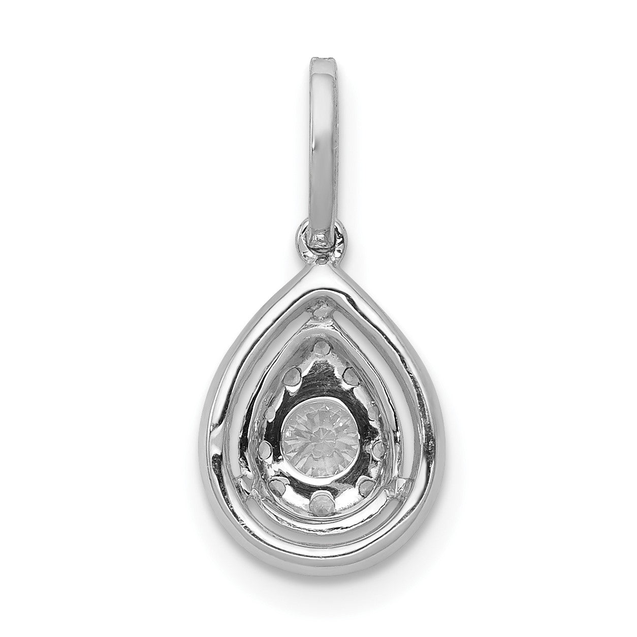 14k White Gold 1/3 carat Diamond Halo Teardrop Pendant