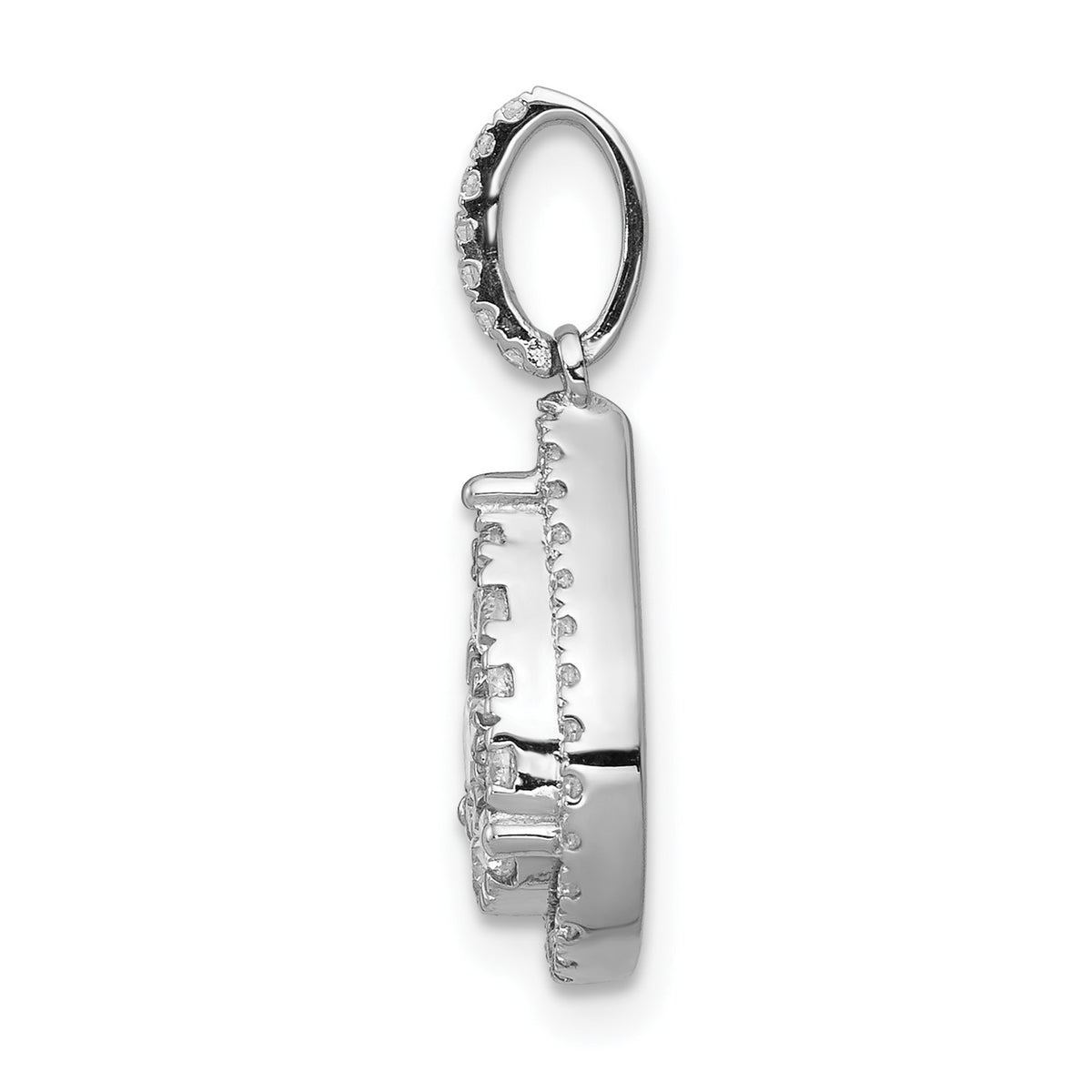 14k White Gold 1/2 carat Diamond Halo Teardrop Pendant