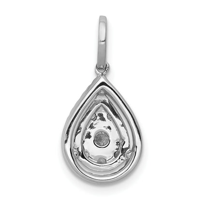 14k White Gold 1/2 carat Diamond Halo Teardrop Pendant