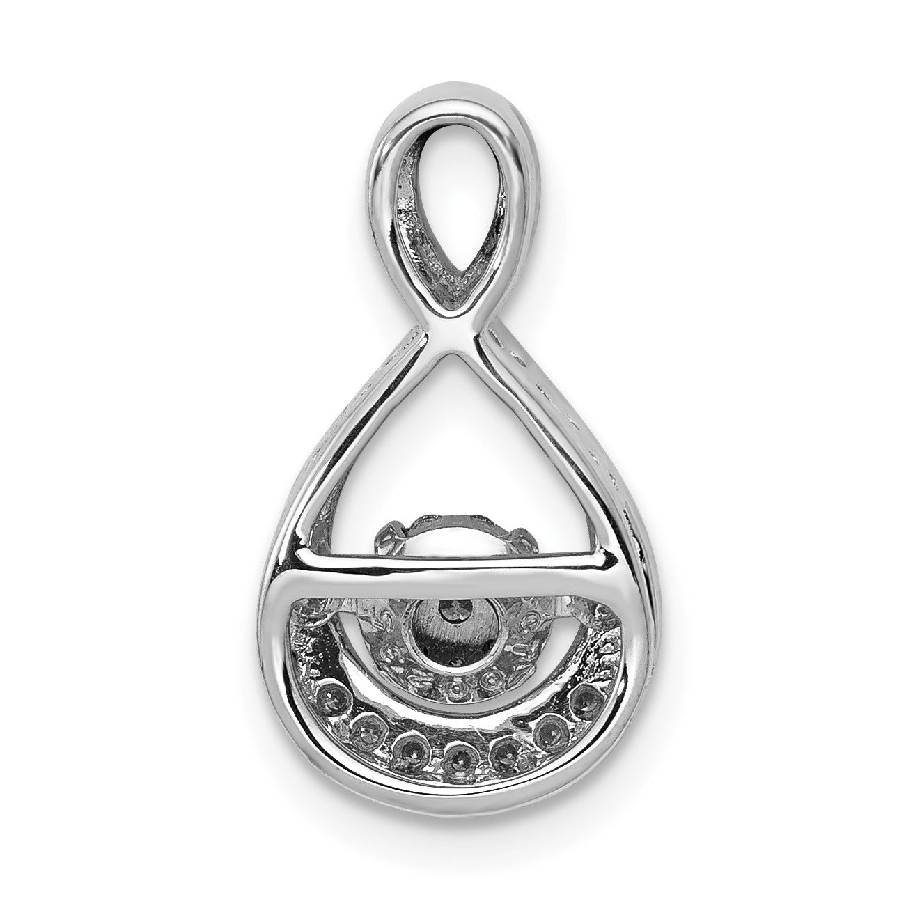 14k White Gold 1/10 carat Vibrant Moving Diamond Teardrop Chain Slide