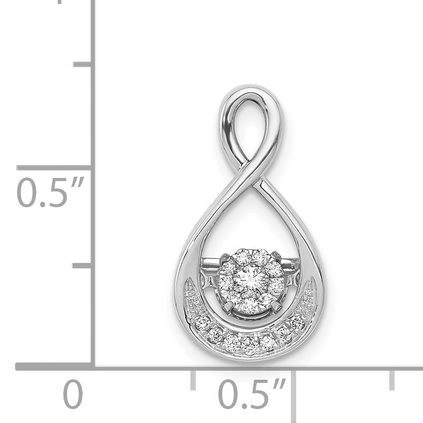 14k White Gold 1/10 carat Vibrant Moving Diamond Teardrop Chain Slide