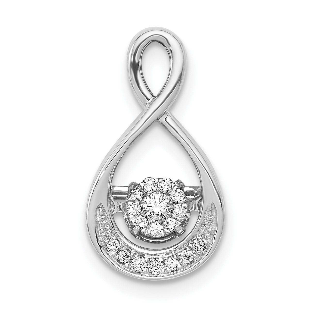 14k White Gold 1/10 carat Vibrant Moving Diamond Teardrop Chain Slide